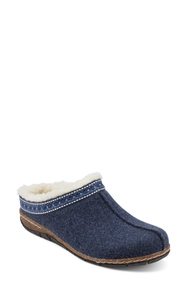 Earth Elya Faux Fur Clog in Dark Blue Cover