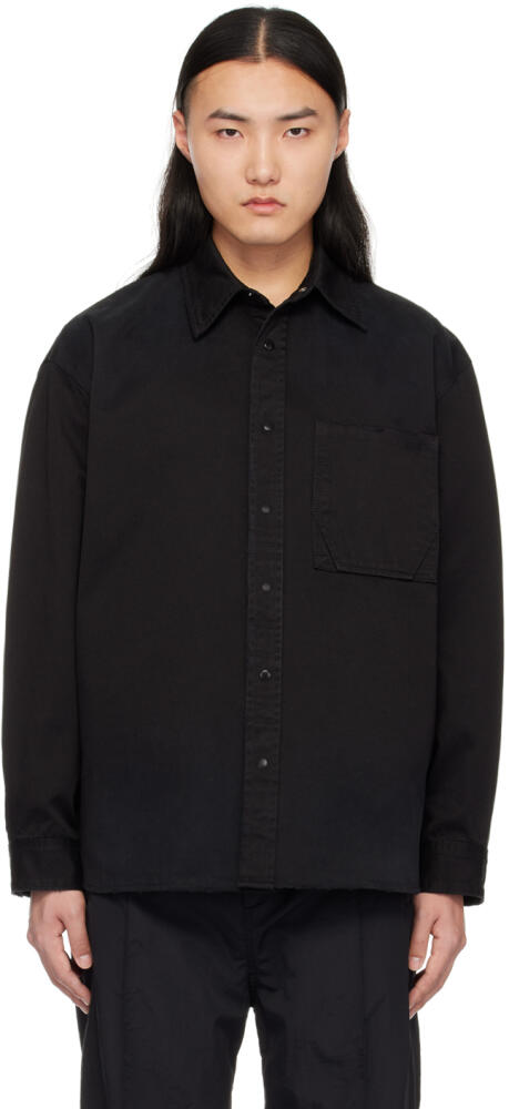 Solid Homme Black Sandwashed Shirt Cover