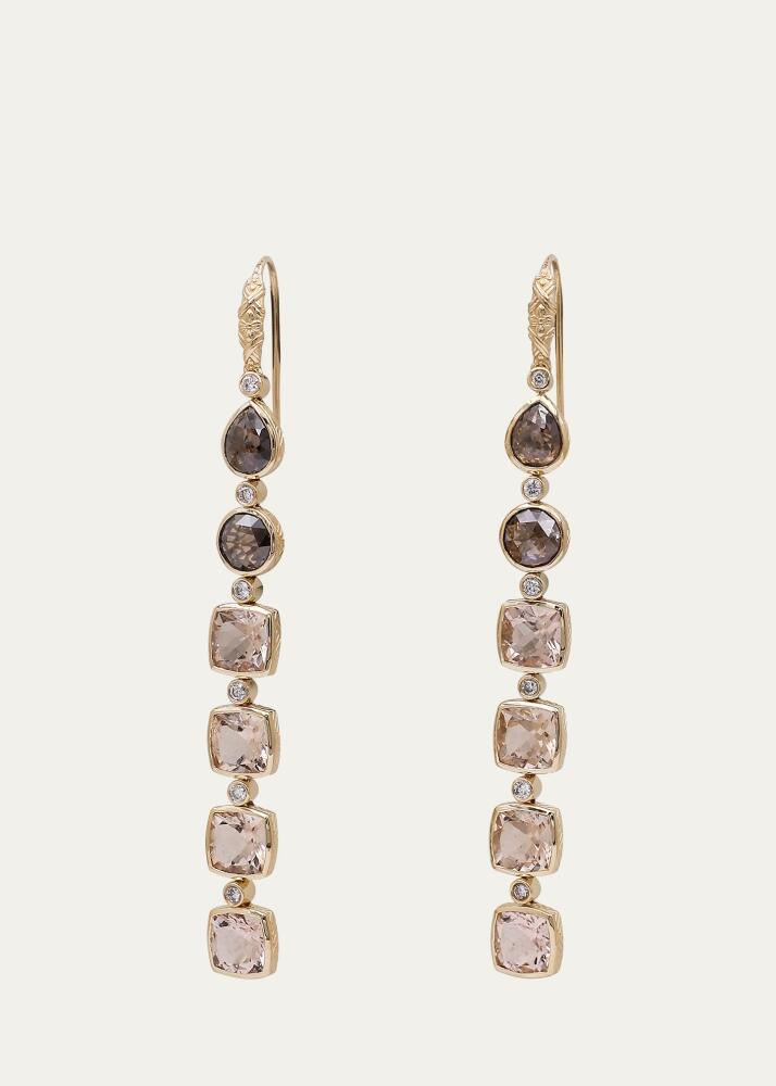 Stephen Dweck Cognac Diamond, Morganite and White Diamond Earrings in 18K Gold Cover