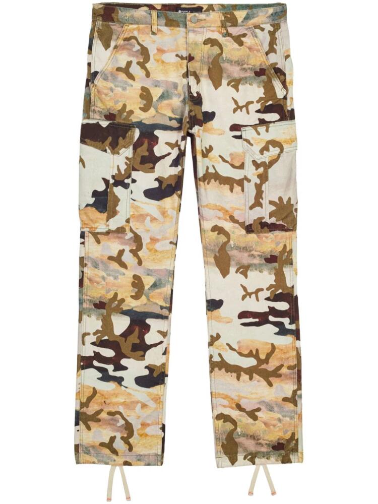 Purple Brand Impressionist Camo cargo trousers - White Cover