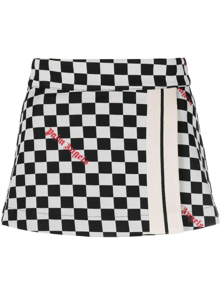 Palm Angels Damier logo-print stripe mini skirt - Black Cover