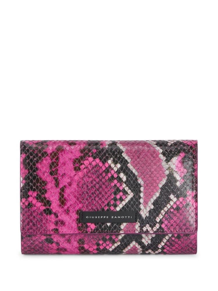 Giuseppe Zanotti Ulyana python-print clutch bag - Pink Cover