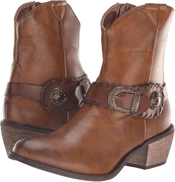 Roper Dev (Burnished Brown Faux Leather/Concho Belt) Cowboy Boots Cover