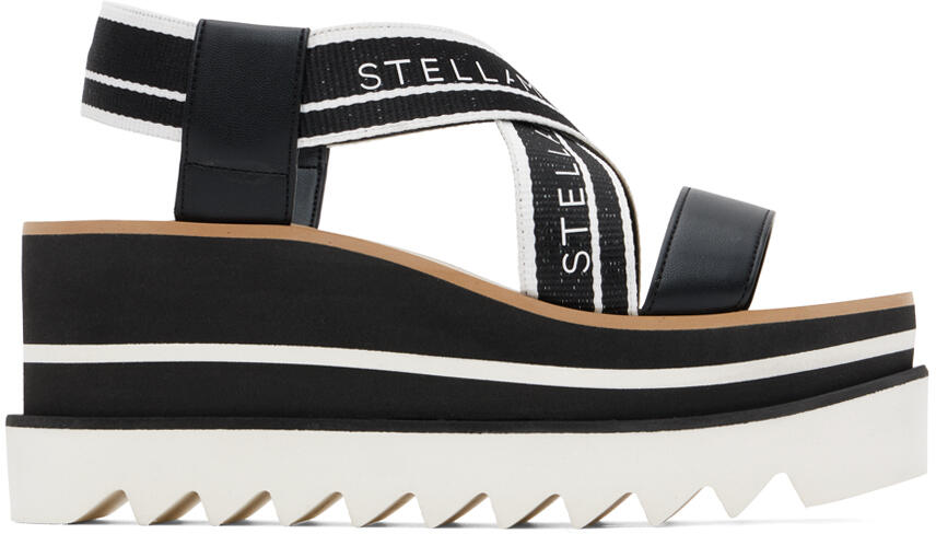 Stella McCartney Black & White Sneakelyse Platform Heeled Sandals Cover