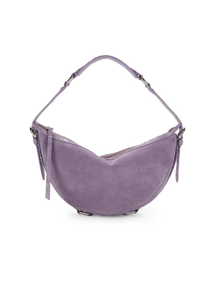 By Far Women's Suede Half Moon Shoulder Bag - Purple Cover