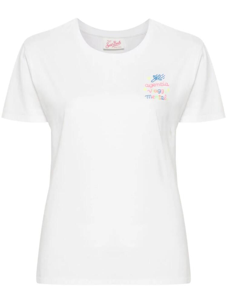 MC2 Saint Barth slogan-embroidered cotton T-shirt - White Cover