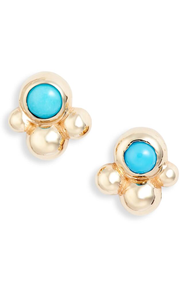 Anzie Bonheur Bubbling Brook 14K Gold Stud Earrings in Yellow Gold/Blule Cover