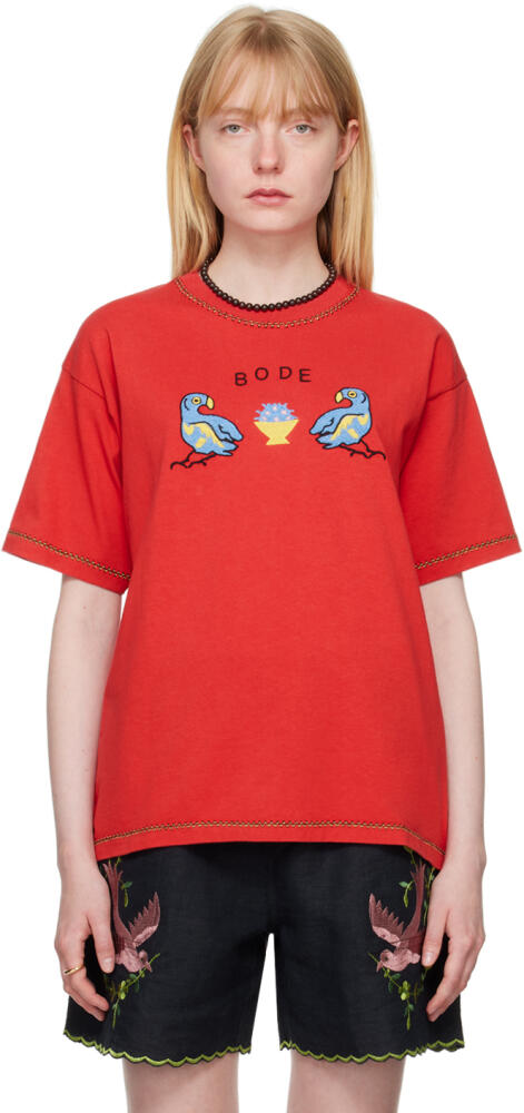 Bode Red Twin Parakeet T-Shirt Cover