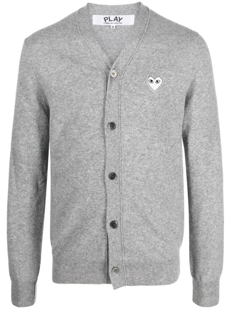 Comme Des Garçons Play heart-patch mélange-effect wool cardigan - Grey Cover