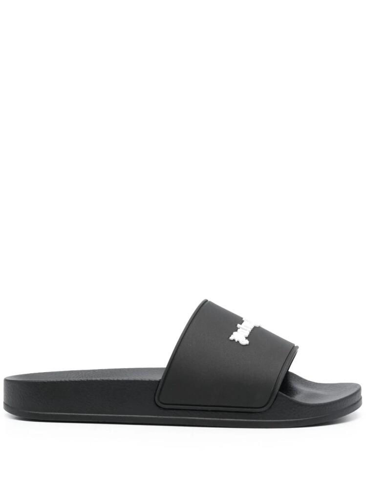 Palm Angels logo-embossed pool slides - Black Cover