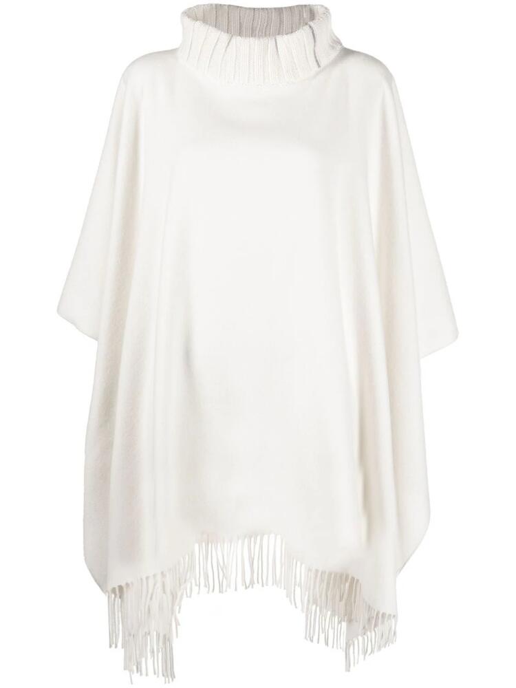 Fabiana Filippi roll-neck knitted poncho - White Cover