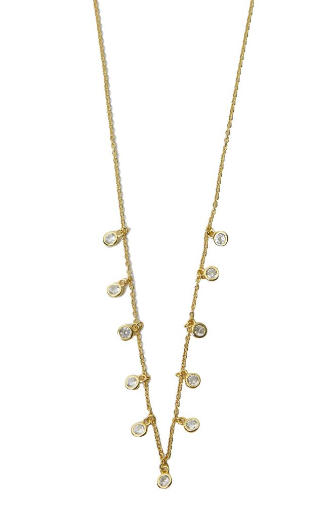 Argento Vivo Sterling Silver Cubic Zirconia Shaky Chain Necklace in Gold Cover