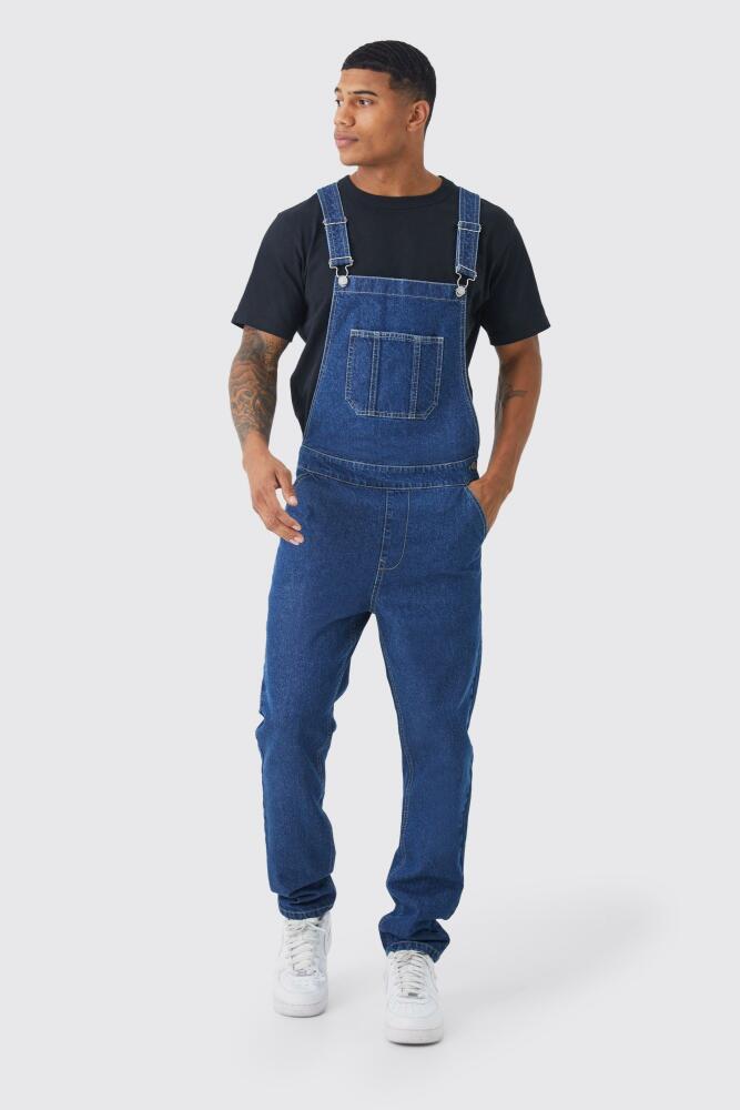 boohoo Mens Full Length Denim Overalls - Blue Cover