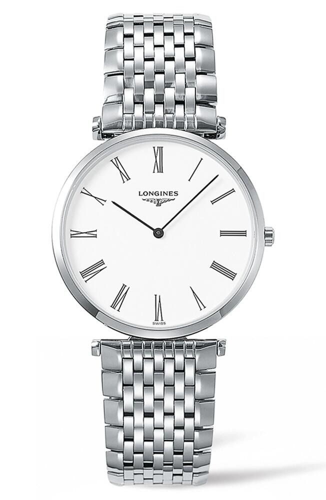 La Grande Classique de Longines Bracelet Watch, 34mm in Silver/White/Silver Cover