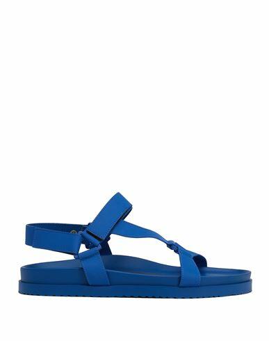 8 By Yoox Man Sandals Bright blue Polyurethane, Polyester, Cotton Cover