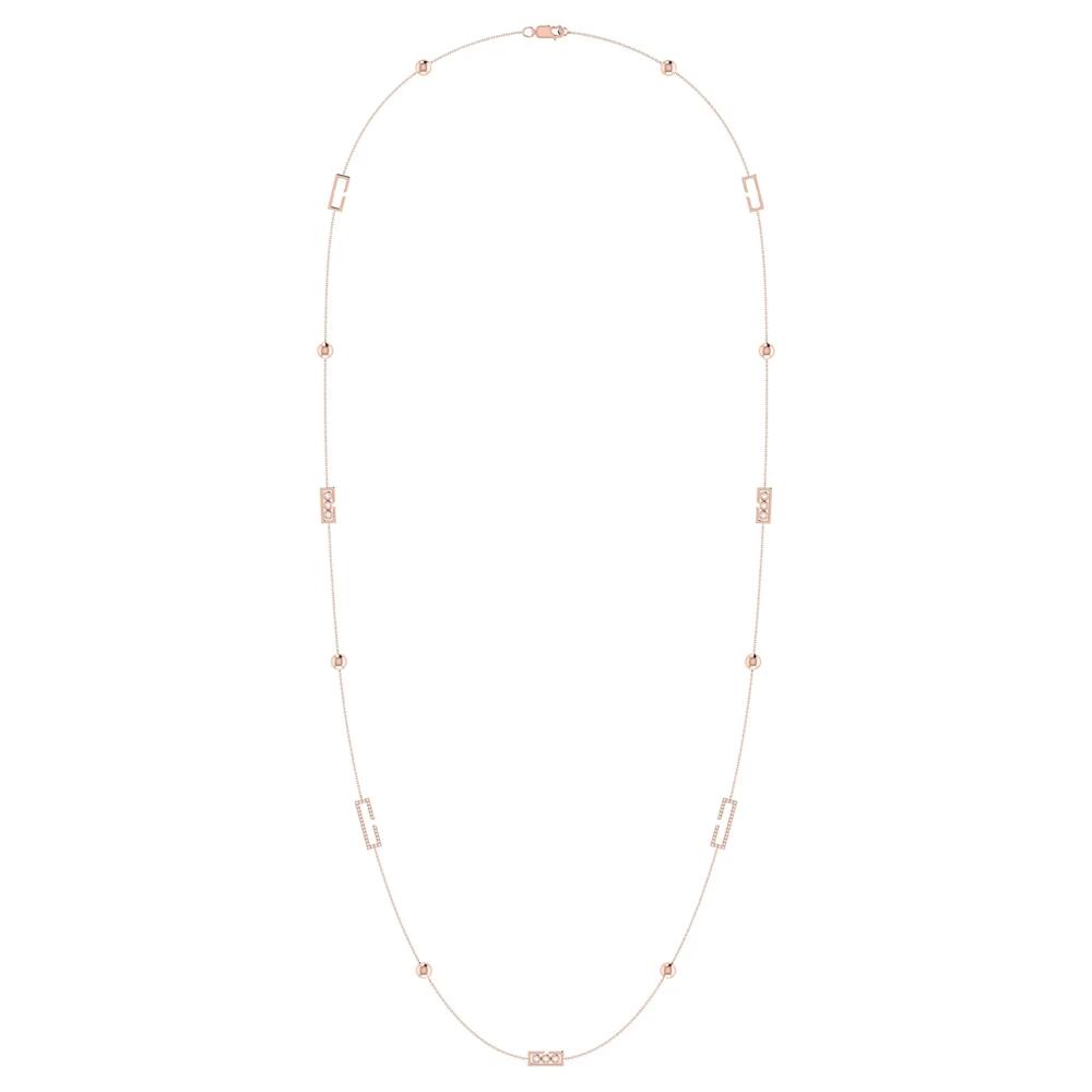 LuvMyJewelry Traffic Light Layered Sterling Silver Diamond Necklace in 14Kt Rose Gold Vermeil Cover