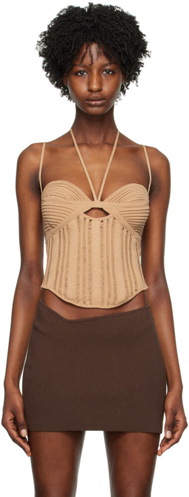 ANDREĀDAMO Beige Cutout Tank Top Cover