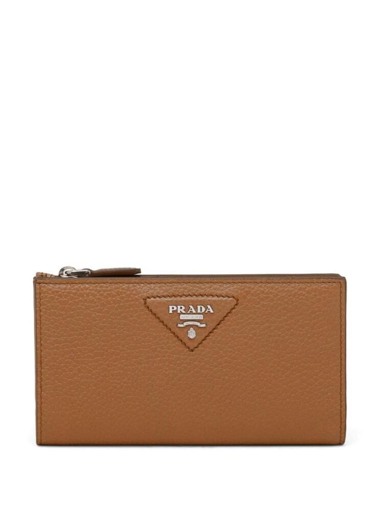 Prada triangle-logo leather wallet - Brown Cover