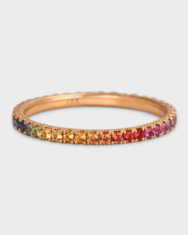 Lisa Nik Rainbow 18K Rose Gold Sapphire Ring, Size 6 Cover