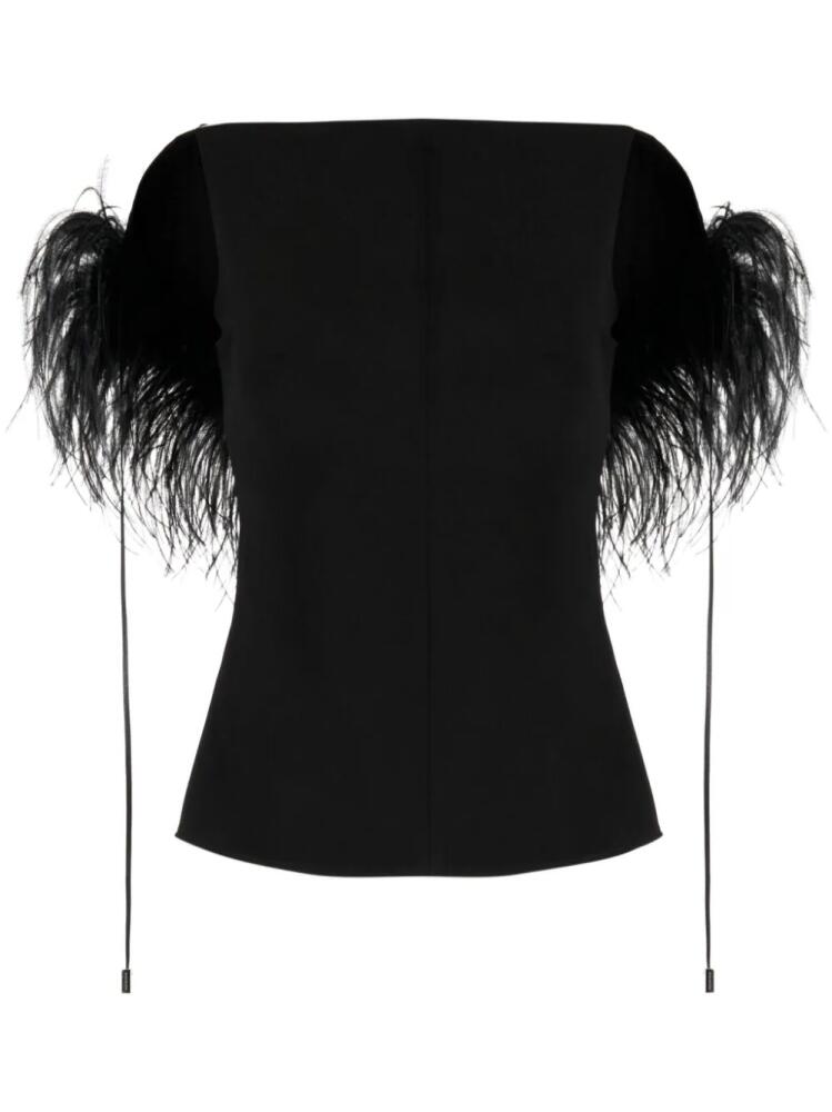 16Arlington Nerine feather-detail top - Black Cover