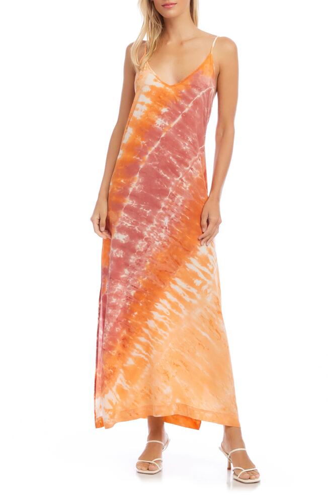 FIFTEEN TWENTY Tie Dye Silk Crêpe de Chine Slipdress in Coral/Orange Tie Dye Cover