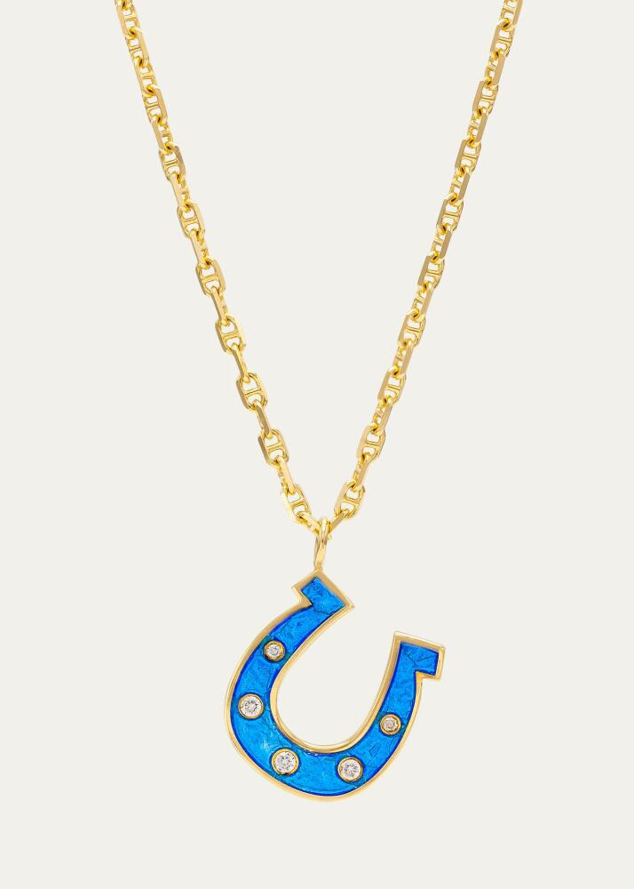 Audrey C. Jewels Horseshoe Enamel and Diamond Pendant Necklace Cover