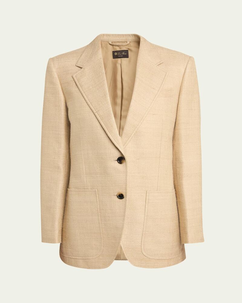 Loro Piana Maria Single-Breasted Raw Tussah Silk Blazer Cover