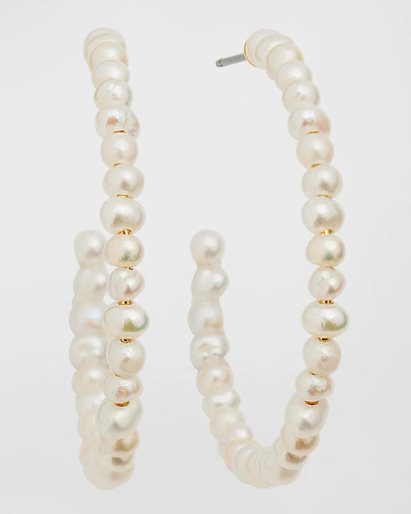 Lele Sadoughi Freshwater Pearl Medium Hoop Earrings Cover