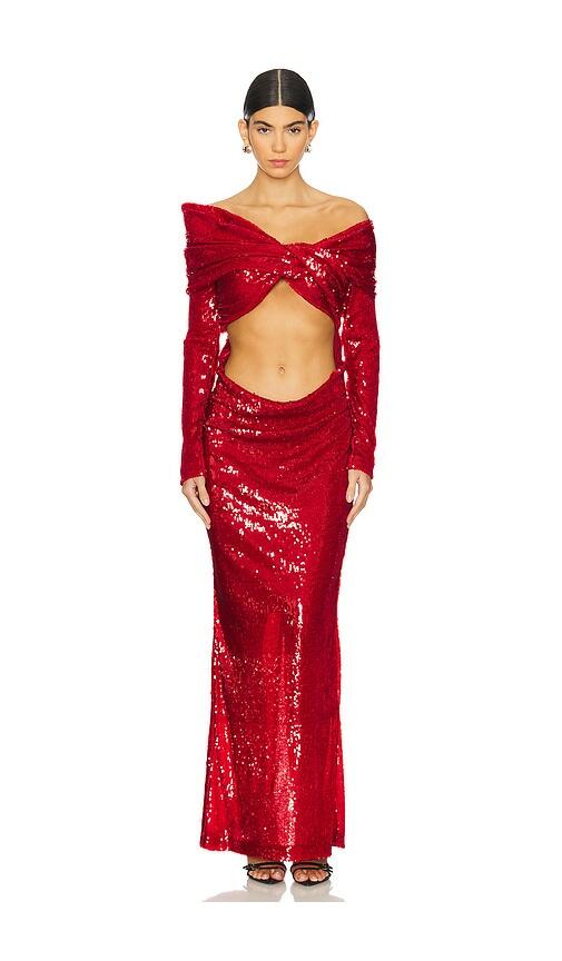 MARRKNULL Wrapped Maxi Dress in Red Cover