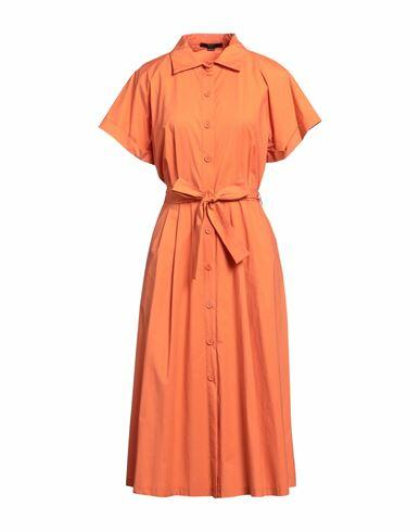 Seventy Sergio Tegon Woman Midi dress Orange Cotton, Elastane Cover