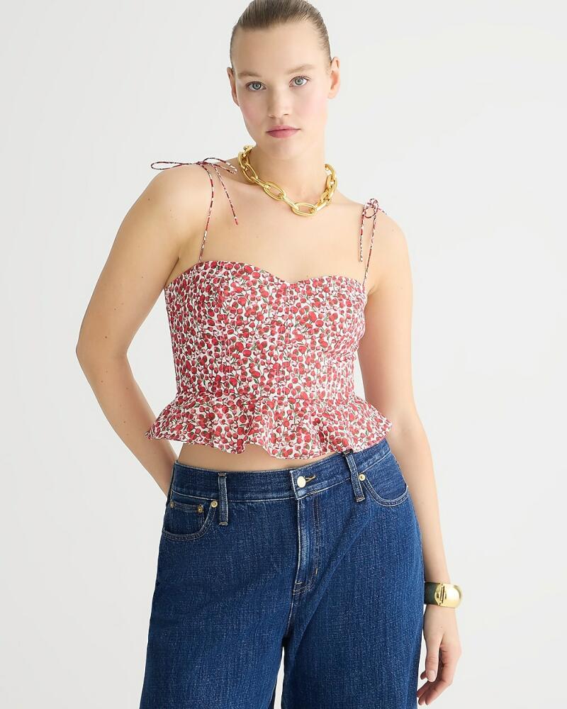 J.Crew Cropped bustier peplum top in Liberty® Eliza's Red fabric Cover