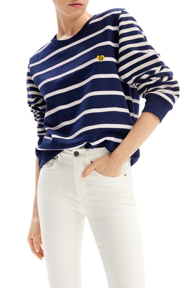 Desigual Marlon Stripe Cotton Sweatshirt in Blue Cover