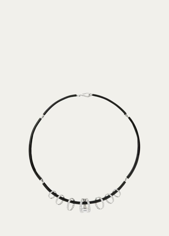 Nikos Koulis Oui A-Round Short Necklace with Black Enamel and White Diamonds Cover