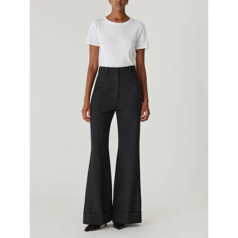 Rebecca Taylor Refined Suiting Wide Leg Trouser in Black Cover