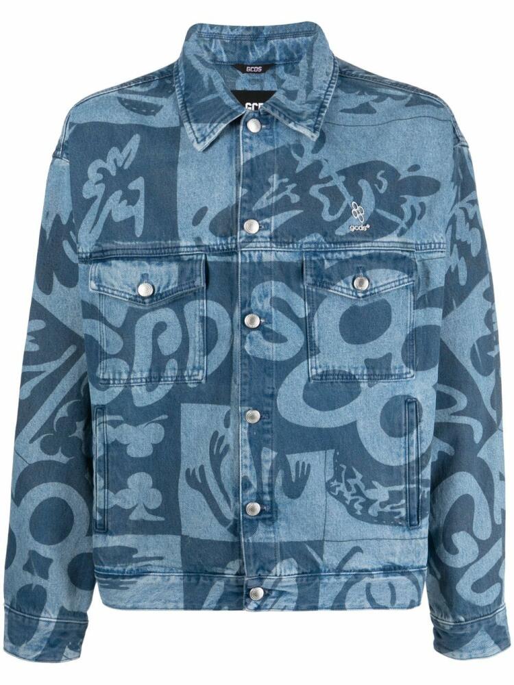 GCDS logo print denim jacket - Blue Cover