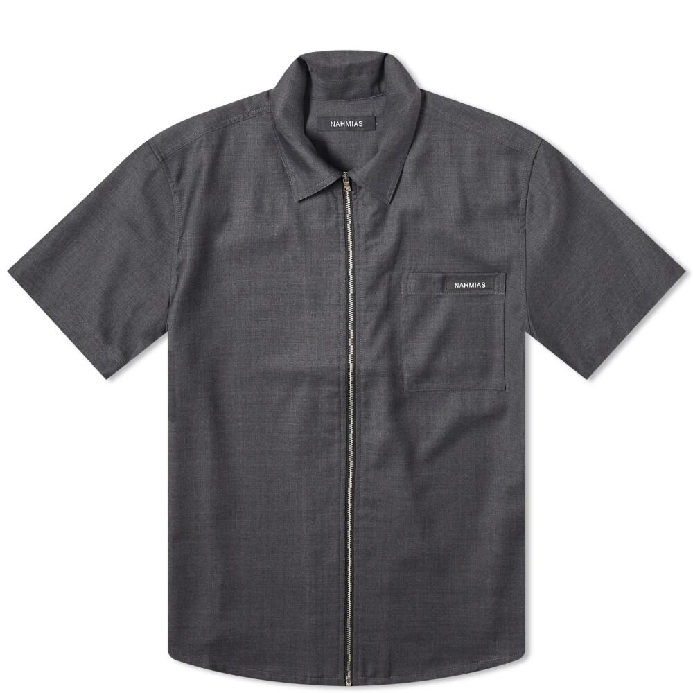 Nahmias Men's Short Sleeve Zip Shirt in Charcoal Cover