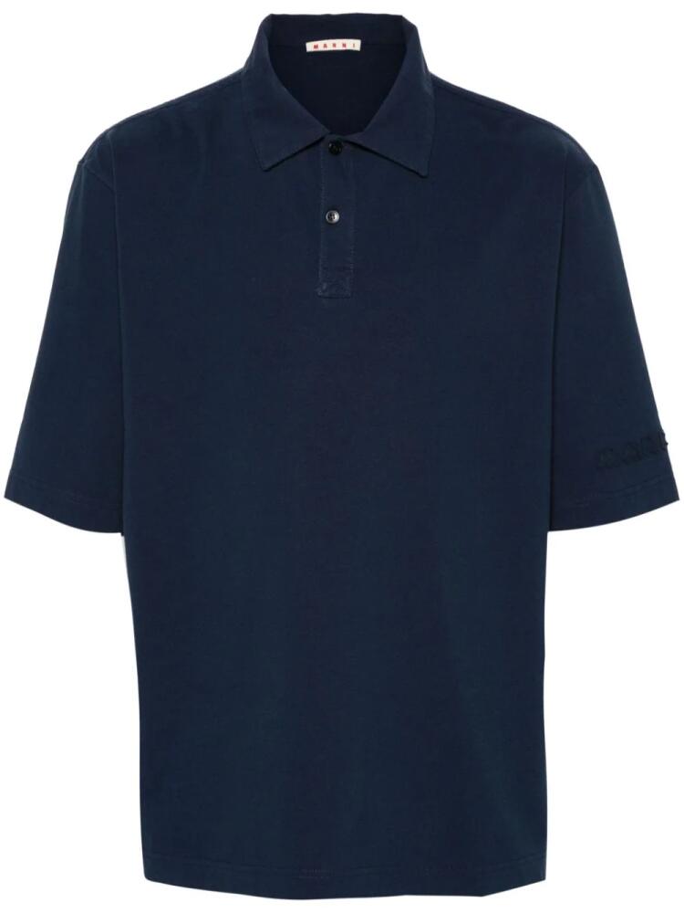 Marni logo-patch polo shirt - Blue Cover