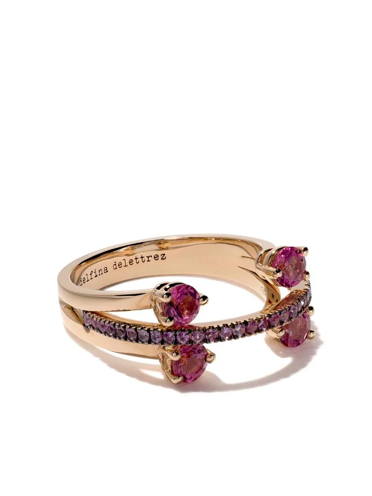 Delfina Delettrez 18kt rose gold, tourmaline and sapphire Linked Dots ring - Pink Cover