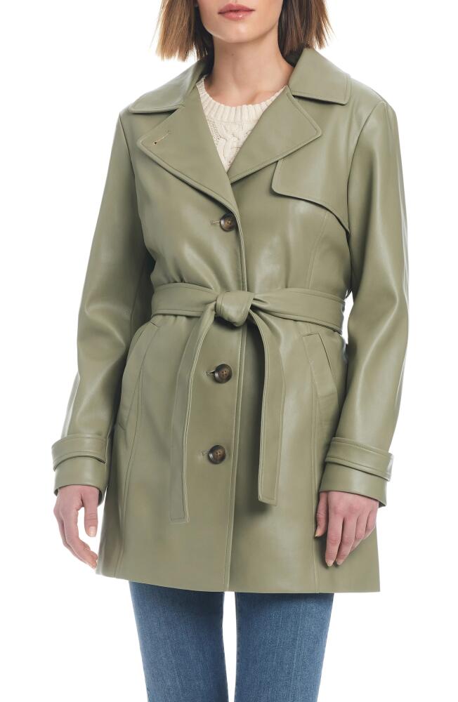 Sanctuary Faux Leather Trench Coat in Spring Sage Cover