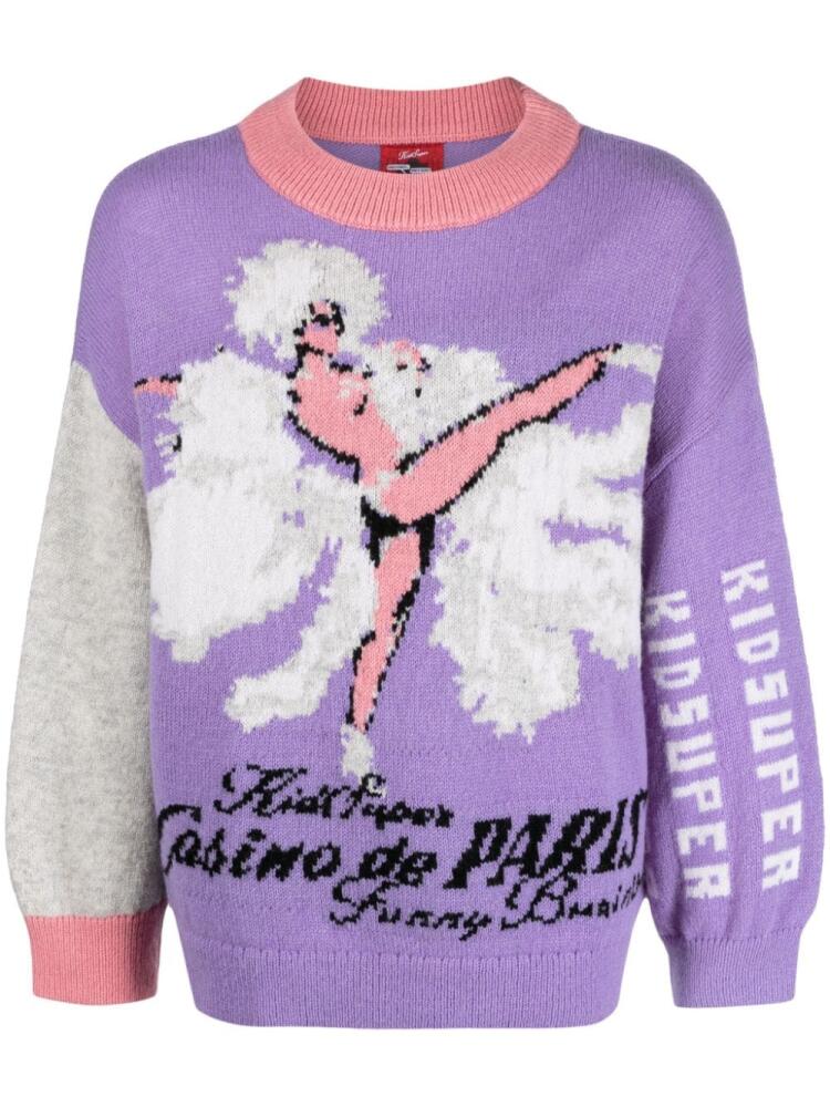 KidSuper Funny Business intarsia-knit wool jumper - Purple Cover