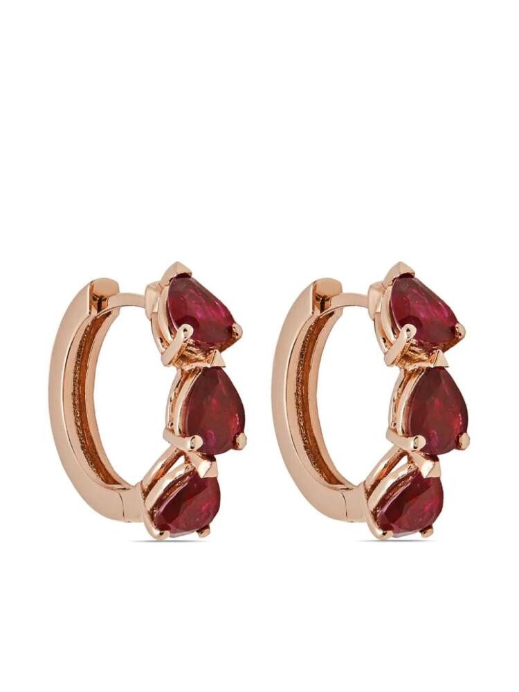 Jewels Aficionado 18kt rose gold ruby huggie earrings - Pink Cover