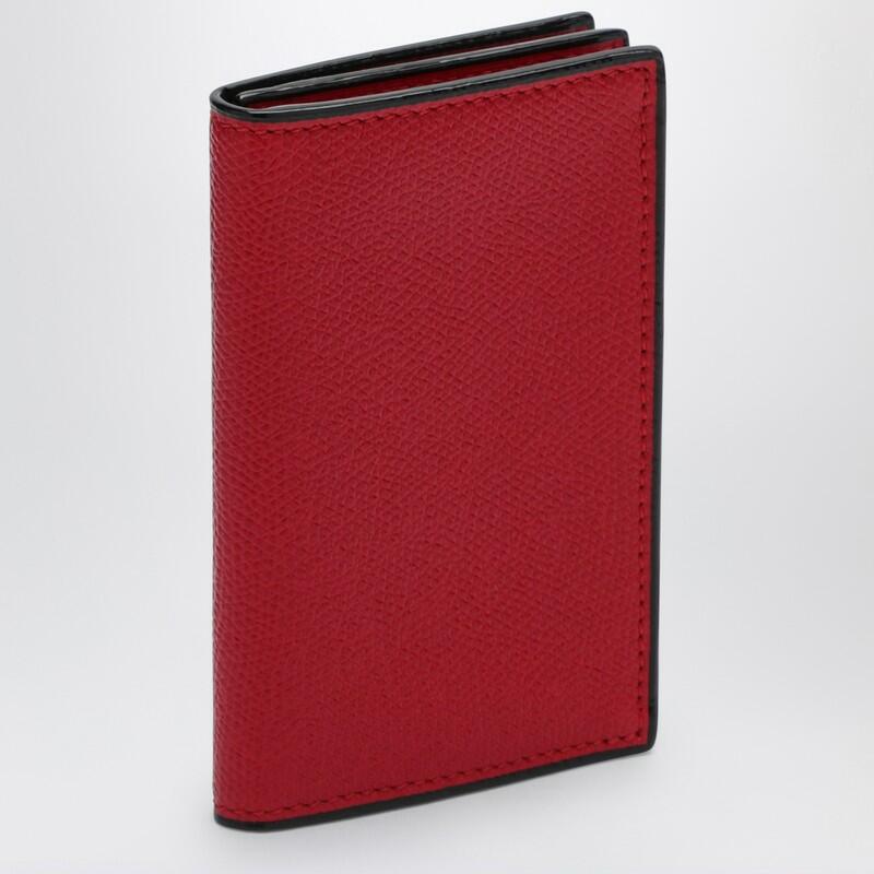 Valextra Wave-line cardholder in red leather Cover