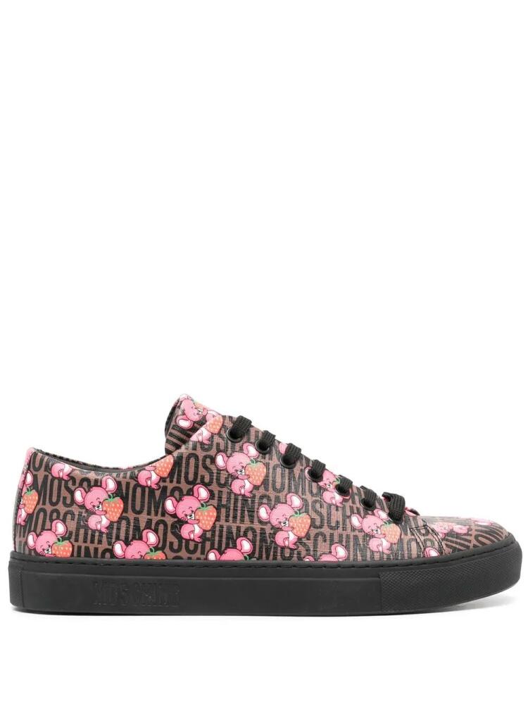 Moschino logo-print low-top sneakers - Brown Cover