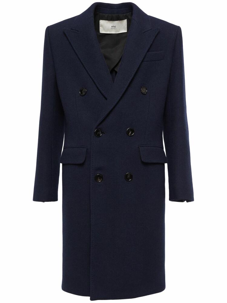 AMI PARIS Double Breasted Wool Coat Cover