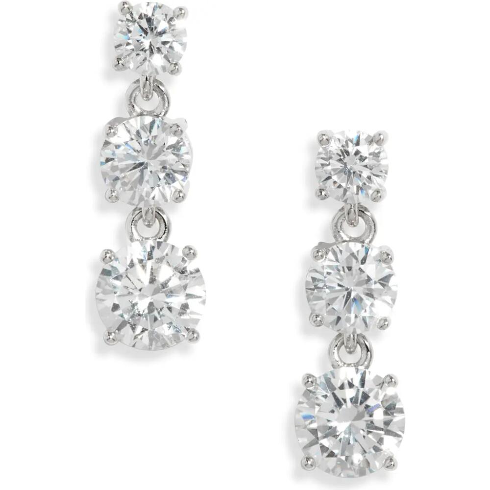 Nordstrom Graduated Cubic Zirconia Drop Earrings in Clear- Silver Cover