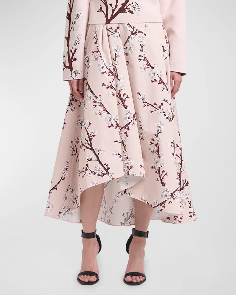 Alexander McQueen Floral-Print Midi A-Line Skirt Cover