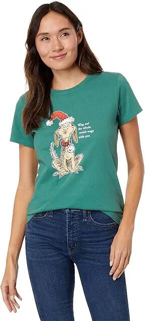 Life is Good Max The World Wags with You Short Sleeve Crusher Tee (Spruce Green) Women's Clothing Cover