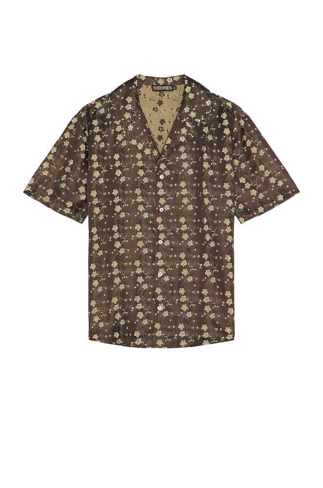 SIEDRES X Fwrd Resort Collar Short Sleeve Shirt in Chocolate Cover