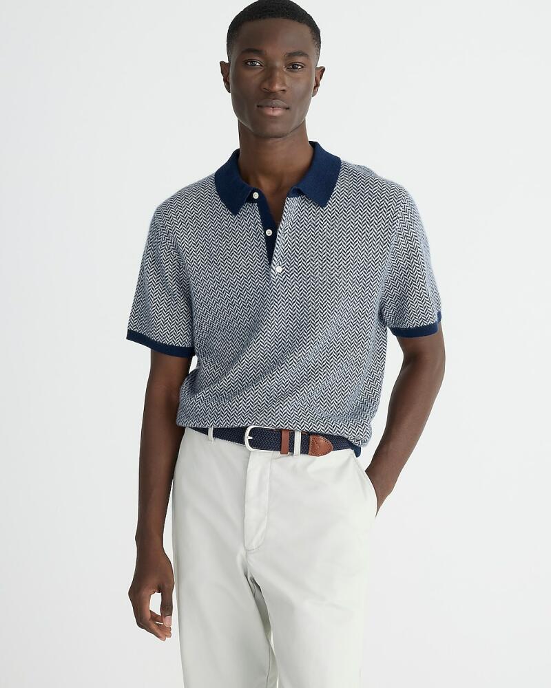 J.Crew Short-sleeve cashmere sweater-polo in herringbone Cover