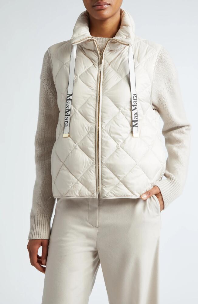 Max Mara Tregic Quilted Down Vest in Sand Cover